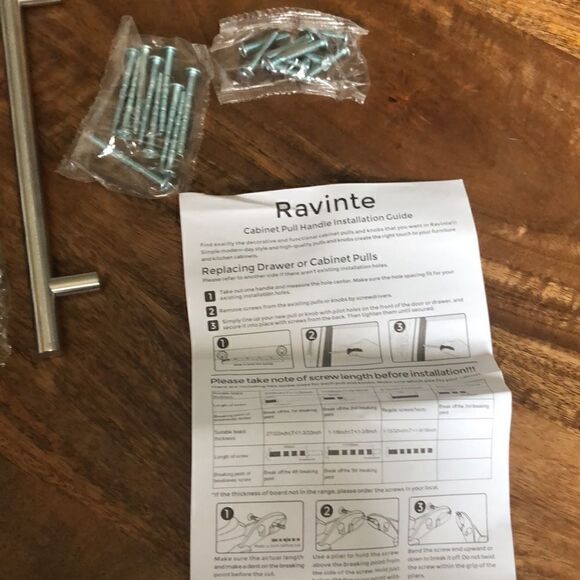 Ravinte Round Cabinet Handles 5 Pack 6-3/10 inch spacing w/screws NWOT - Picture 2 of 5